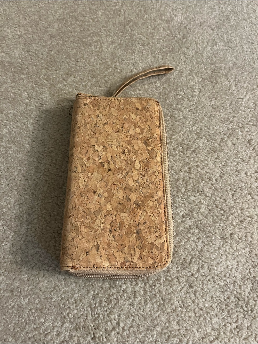 Cork zipper wallet with strap